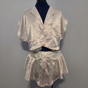 Vintage 80s Baby Pink Pajama Set Size M